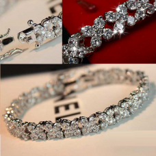 Diamond Cut Cubic Zirconia Platinum Plated Bracelet